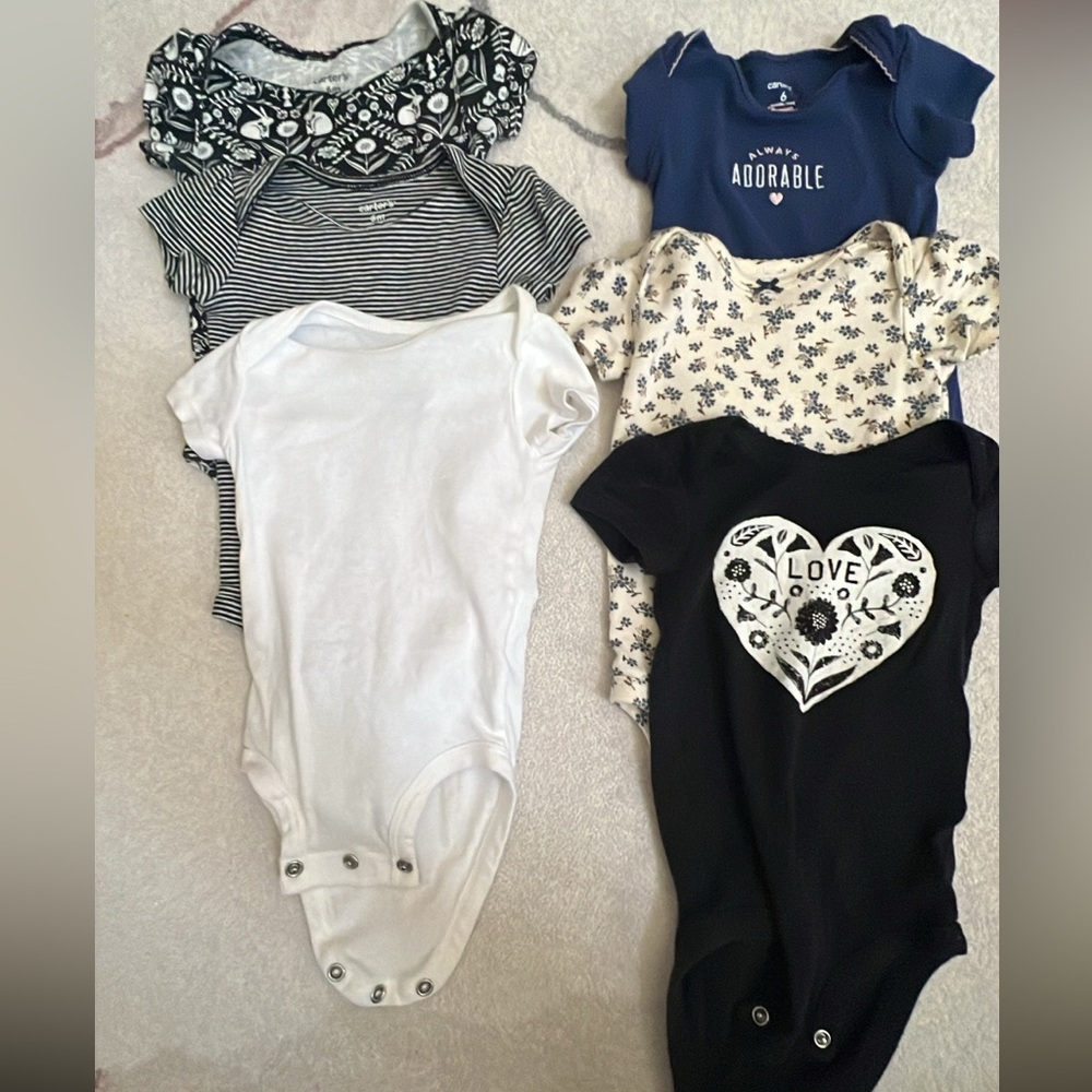 Carter's Baby Bodysuits Set - Black, White, Blue